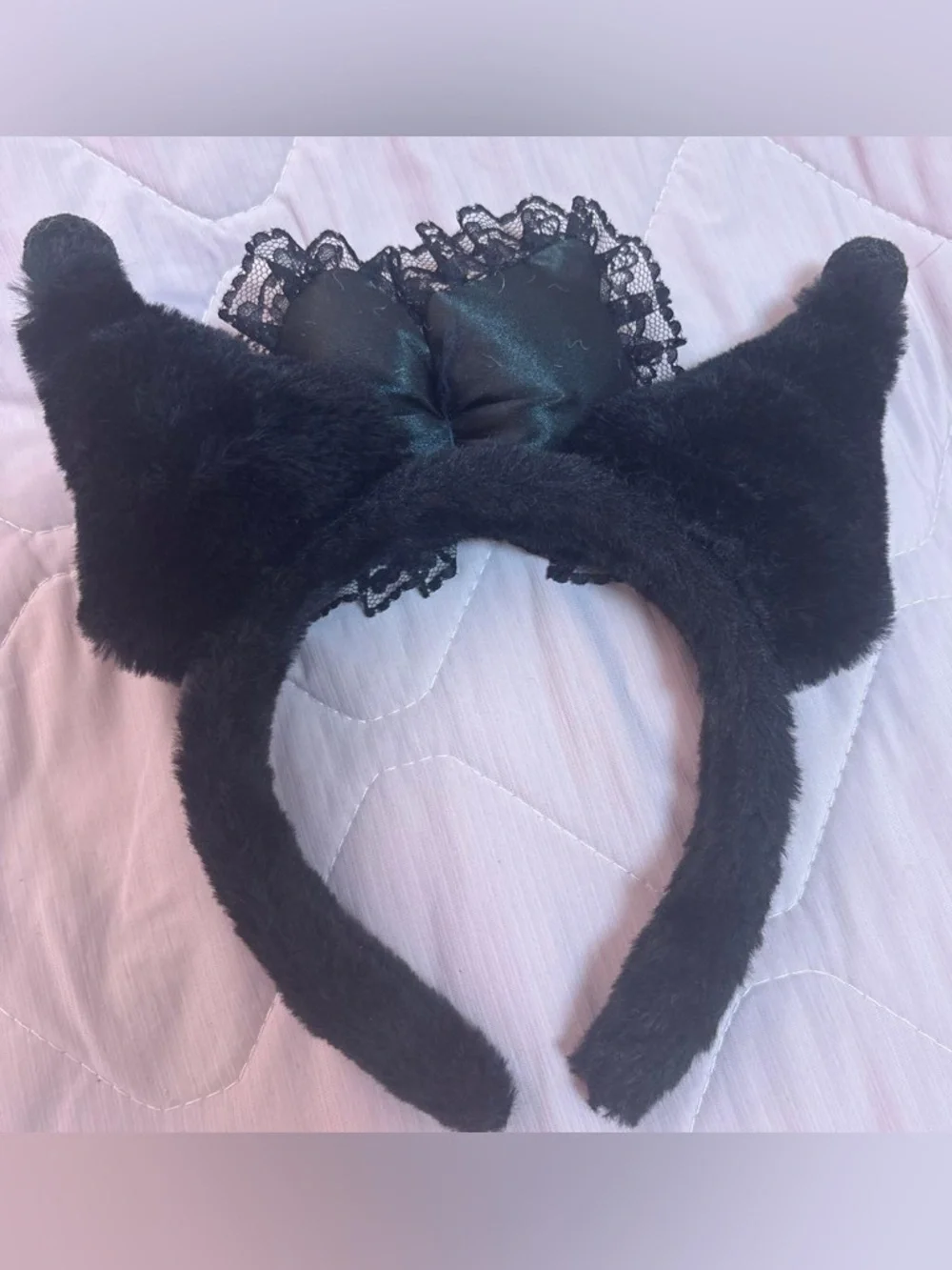 Black Plush Bow Spa Headband